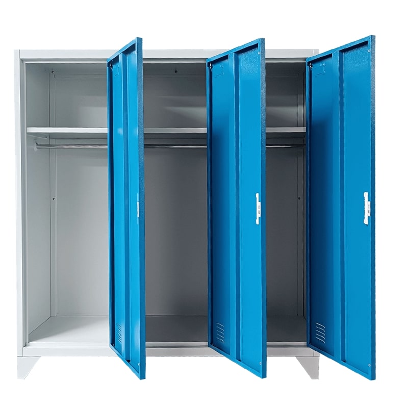 Троен нисък метален гардероб CR-1603 KZ сив-син